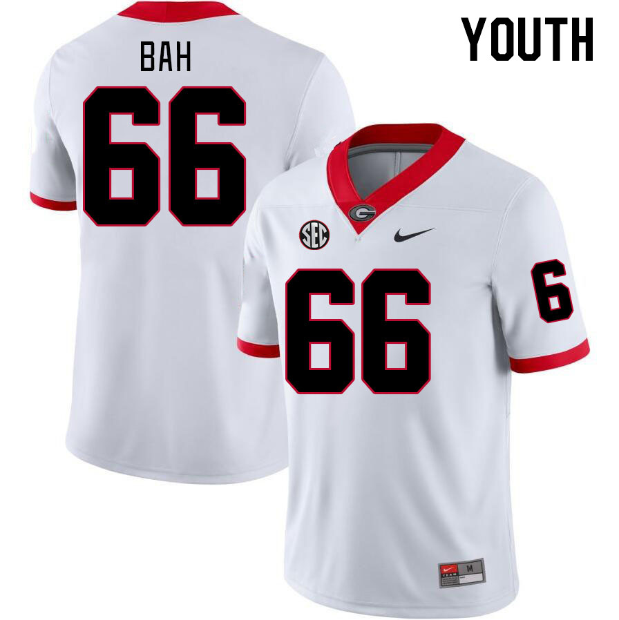 Youth #66 Aliou Bah Georgia Bulldogs College Football Jerseys Stitched-White